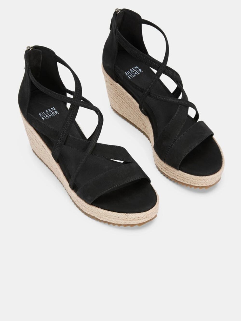 Eileen Fisher Wanda Black Nubuck Espadrille Flats Slip On Shoes Women’s Sz 7